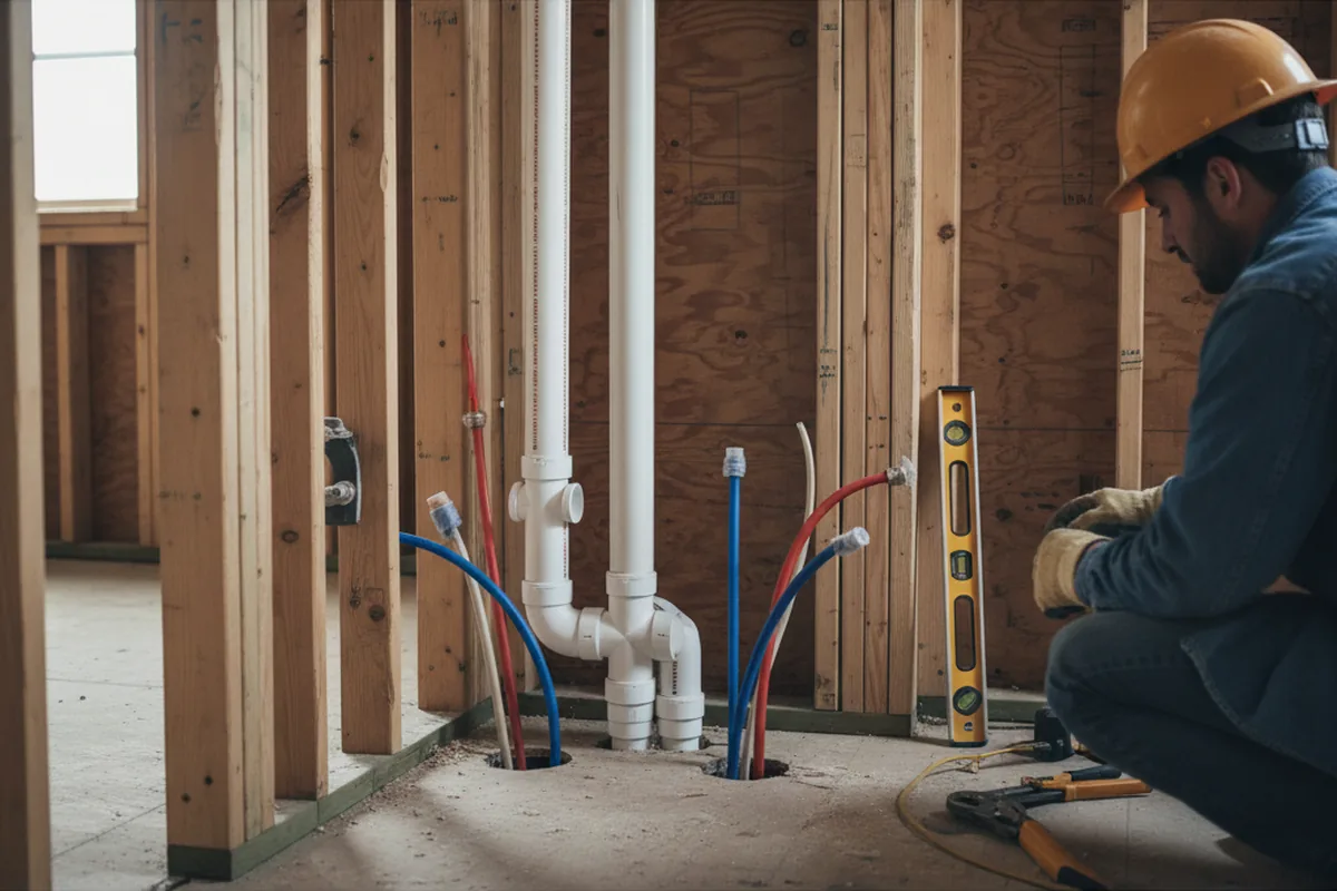 Drain and supply rough-in during Drain Cleaning in Ladd