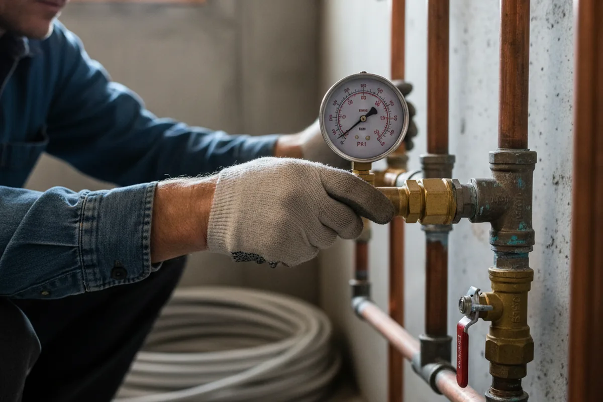 Pressure testing a repaired line during Water Line Repair in Ladd